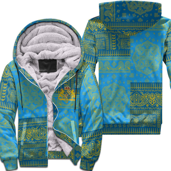 Sweden Sherpa Hoodie Flag And Paisley Basic Style 1