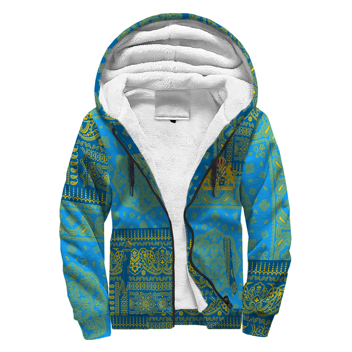 Sweden Sherpa Hoodie Flag And Paisley Basic Style 3