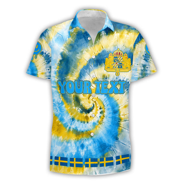 Sweden Short Sleeve Shirt Custom Tie Dye Style 1