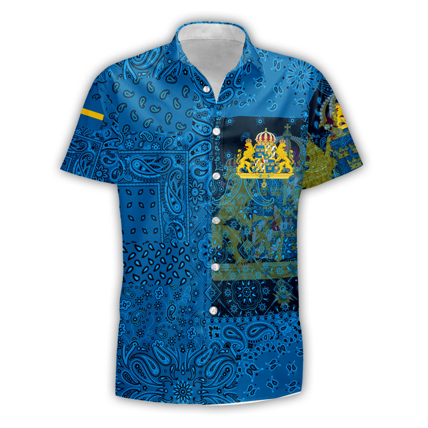 Sweden Short Sleeve Shirt Paisley Flag And Skull Style 1