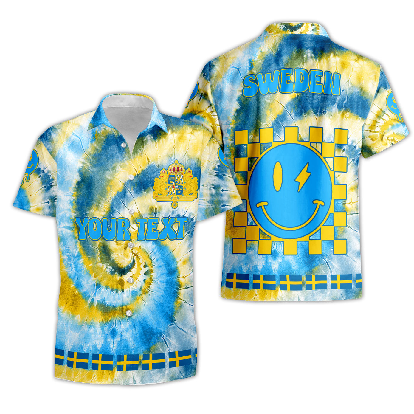 Sweden Short Sleeve Shirt Custom Tie Dye Style 3