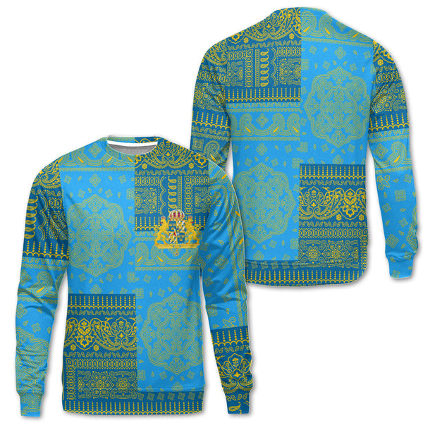 Sweden Sweatshirt Flag And Paisley Basic Style 1