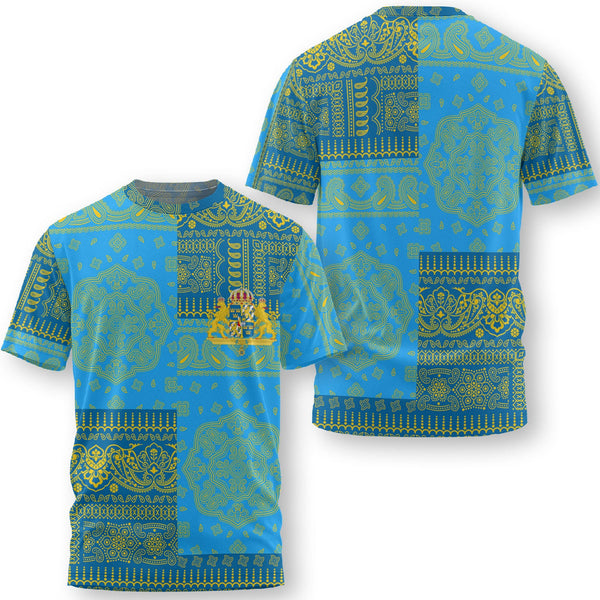 Sweden T Shirt Flag And Paisley Basic Style 1