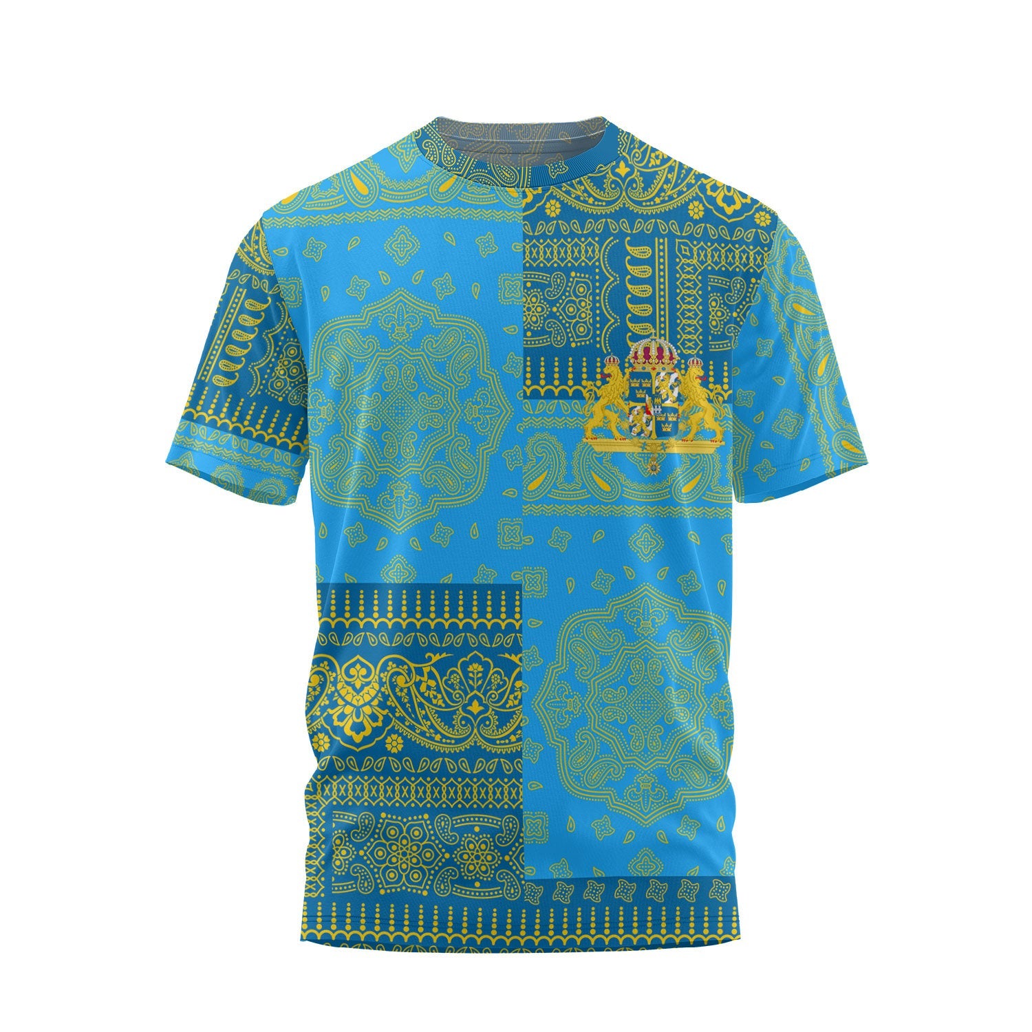 Sweden T Shirt Flag And Paisley Basic Style 2