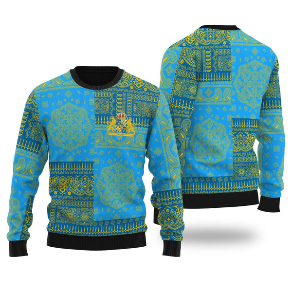 Sweden Ugly Sweater Flag And Paisley Basic Style 1