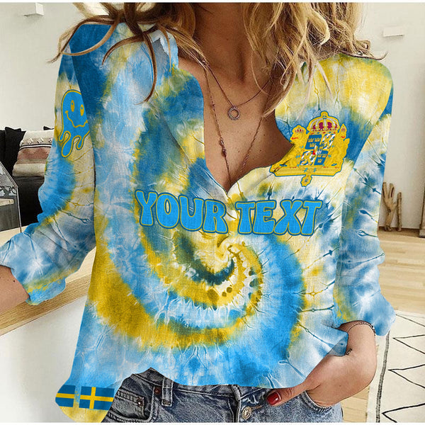 Sweden Women Casual Shirt Custom Tie Dye Style 1