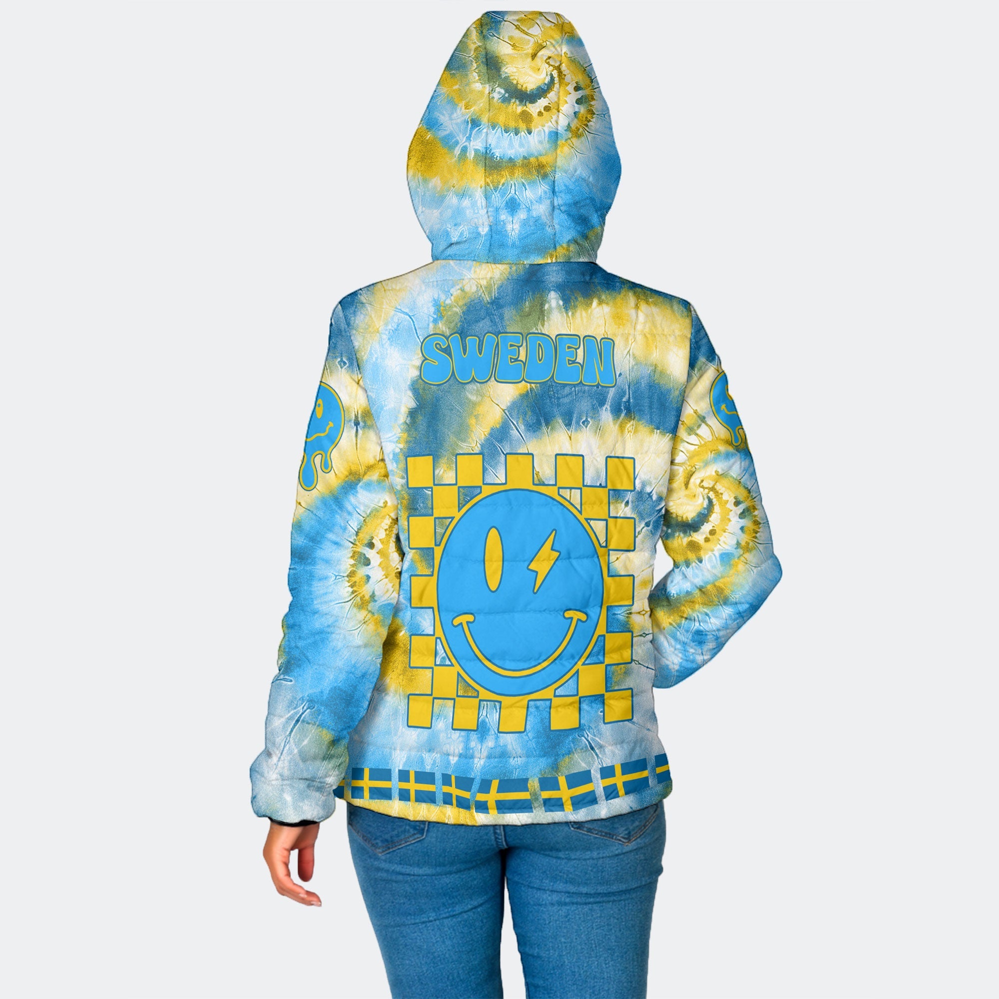 Sweden Women Hooded Padded Jacket Custom Tie Dye Style 2