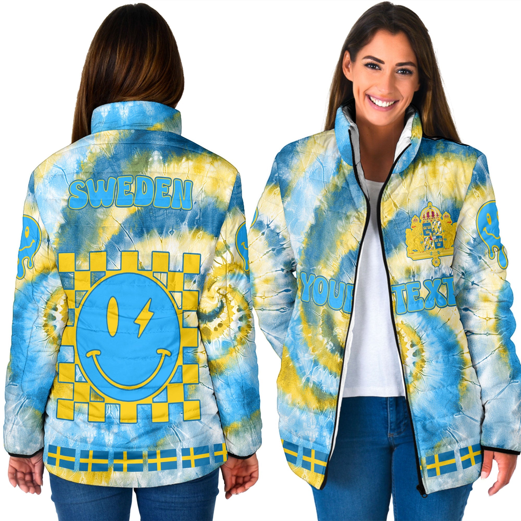 Sweden Women Padded Jacket Custom Tie Dye Style 3