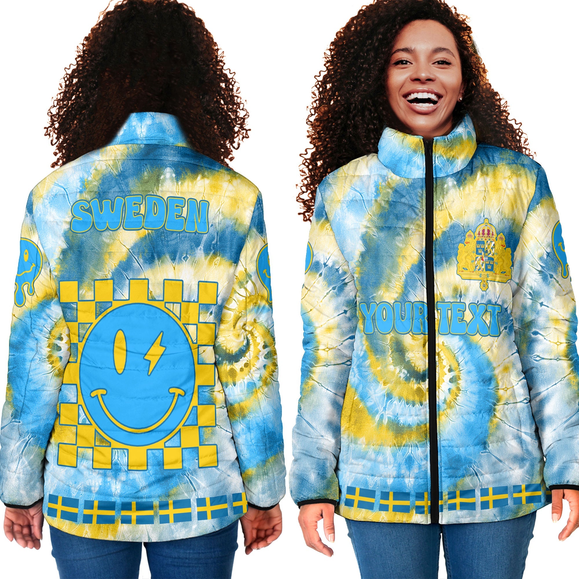 Sweden Women Padded Jacket Custom Tie Dye Style 4