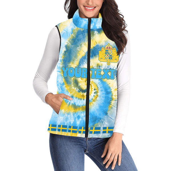 Sweden Women Padded Jacket Vest Custom Tie Dye Style 1