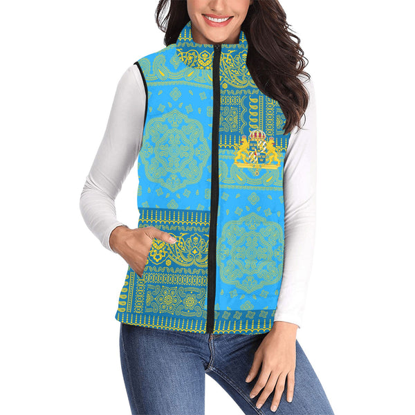 Sweden Women Padded Jacket Vest Flag And Paisley Basic Style 1