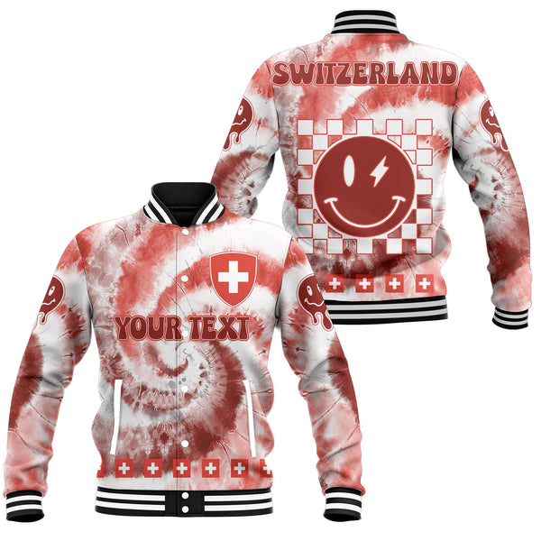 Switzerland Baseball Jacket Custom Tie Dye Style 1