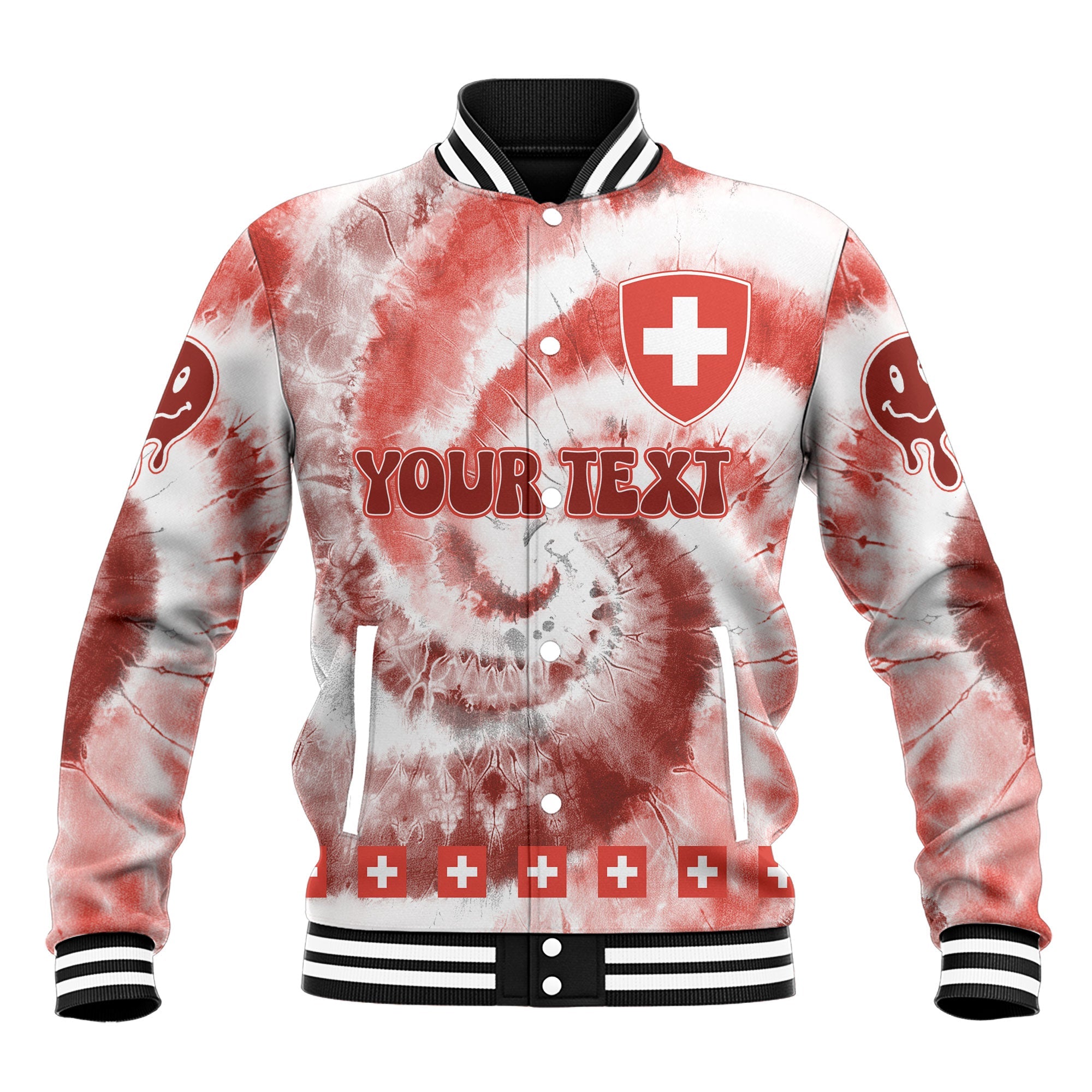 Switzerland Baseball Jacket Custom Tie Dye Style 2