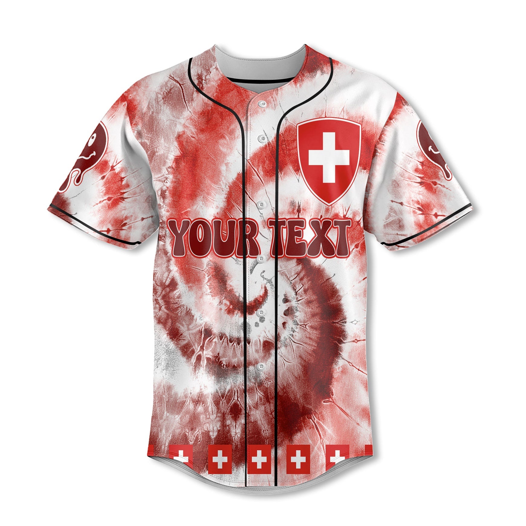 Switzerland Baseball Jersey Custom Tie Dye Style 2