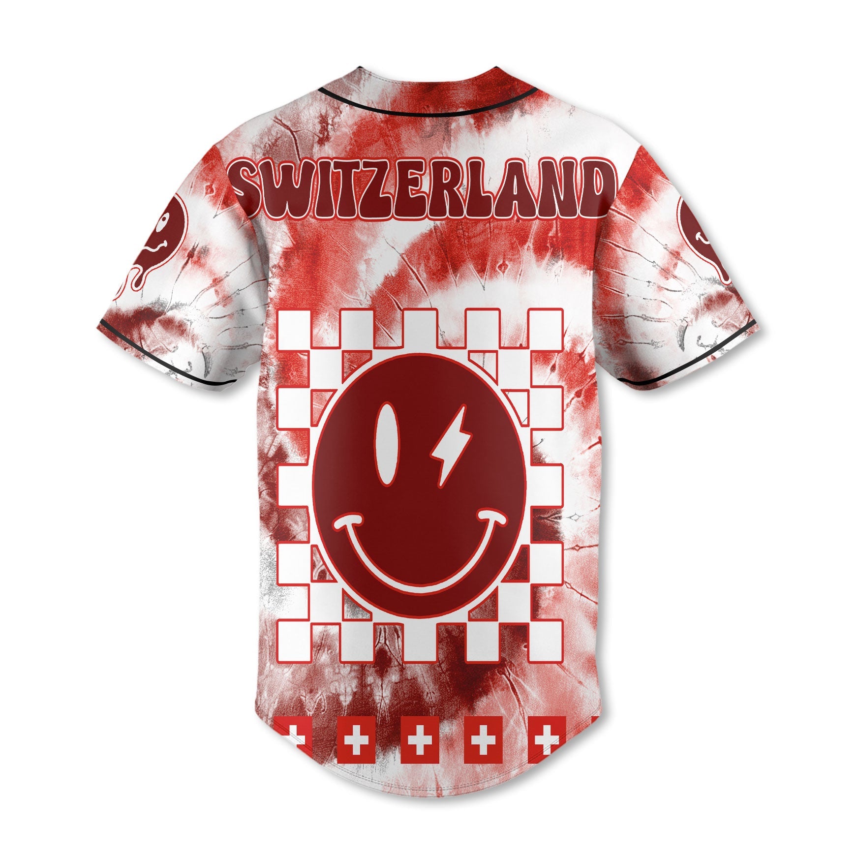 Switzerland Baseball Jersey Custom Tie Dye Style 3