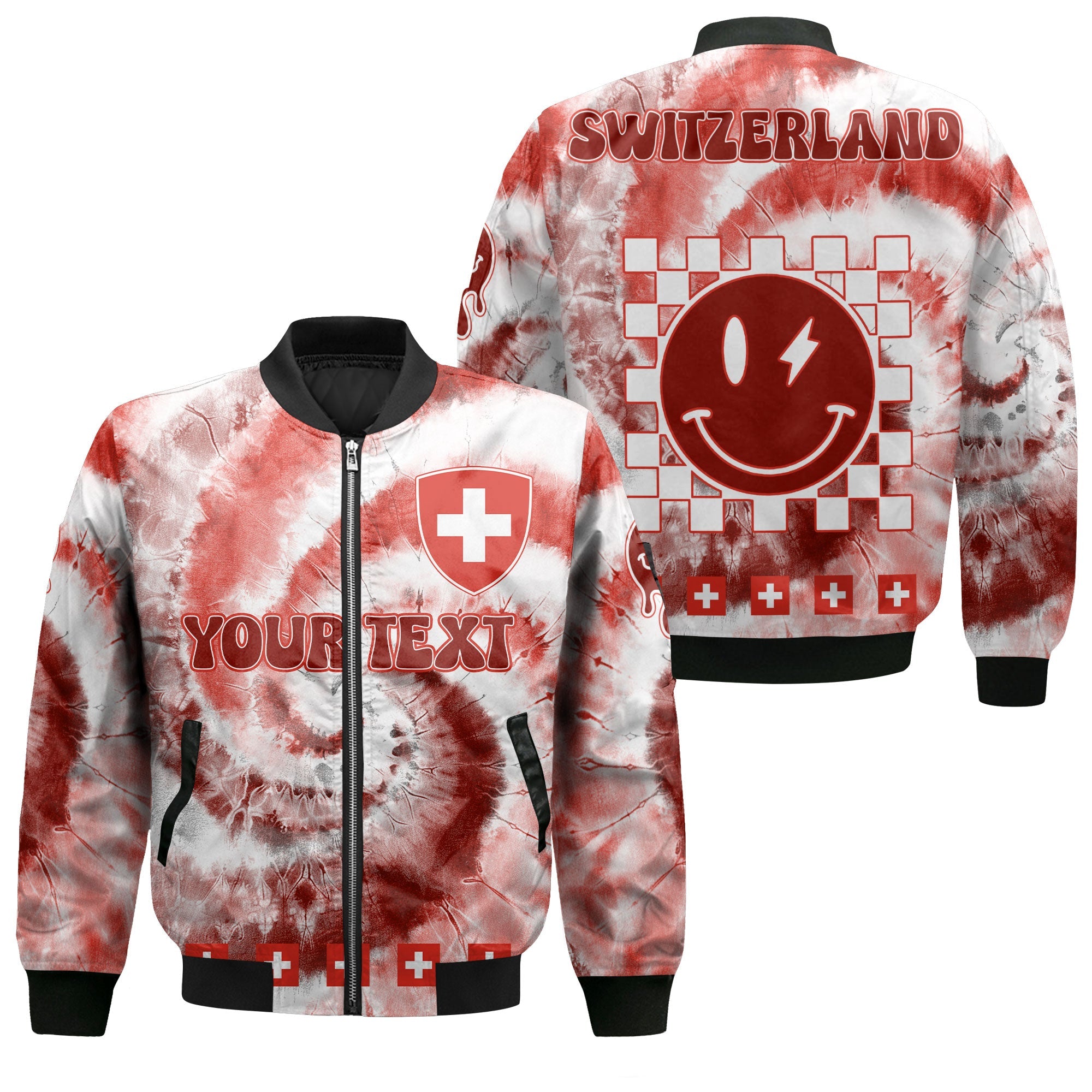 Switzerland Bomber Jacket Custom Tie Dye Style 1