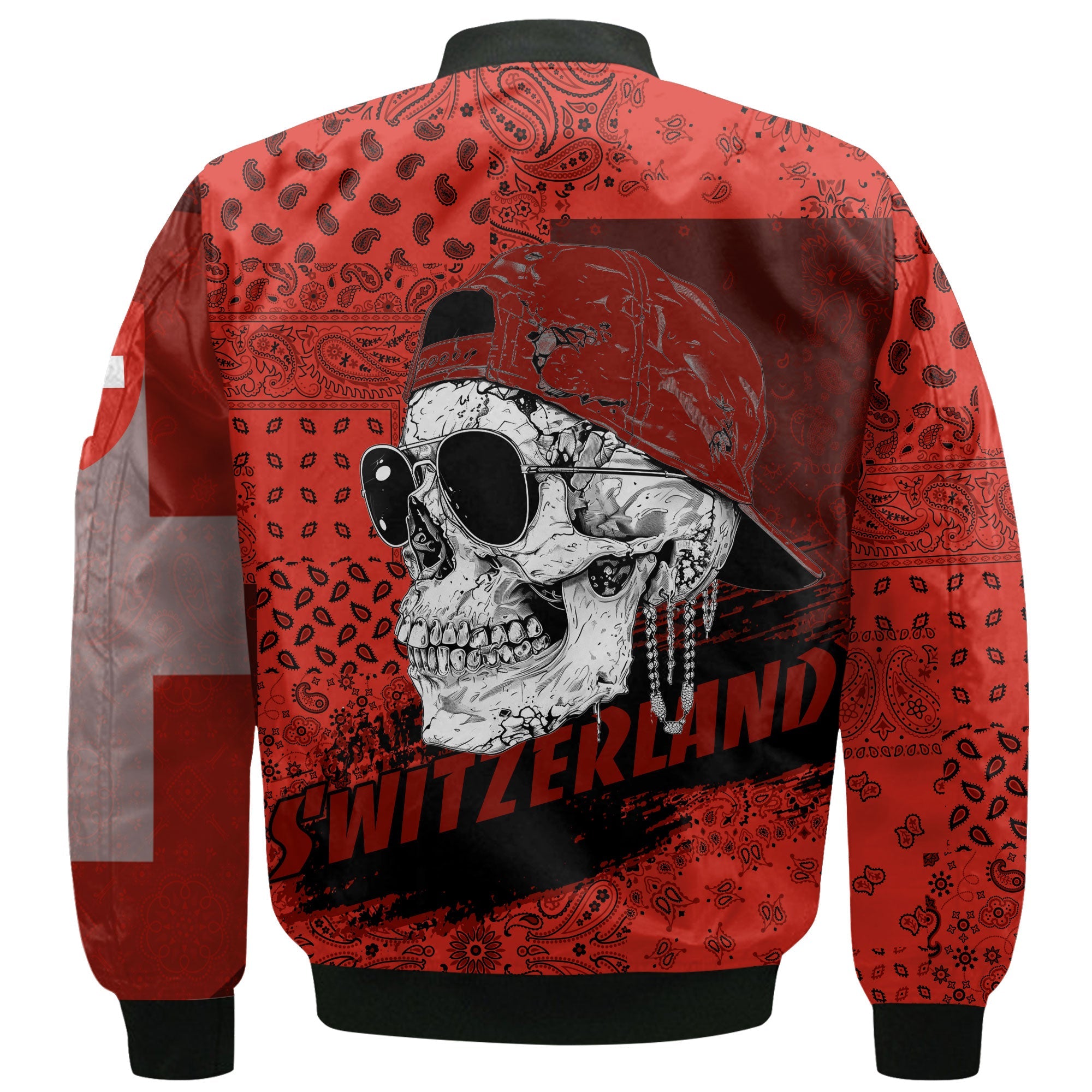 Switzerland Bomber Jacket Paisley Flag And Skull Style 3