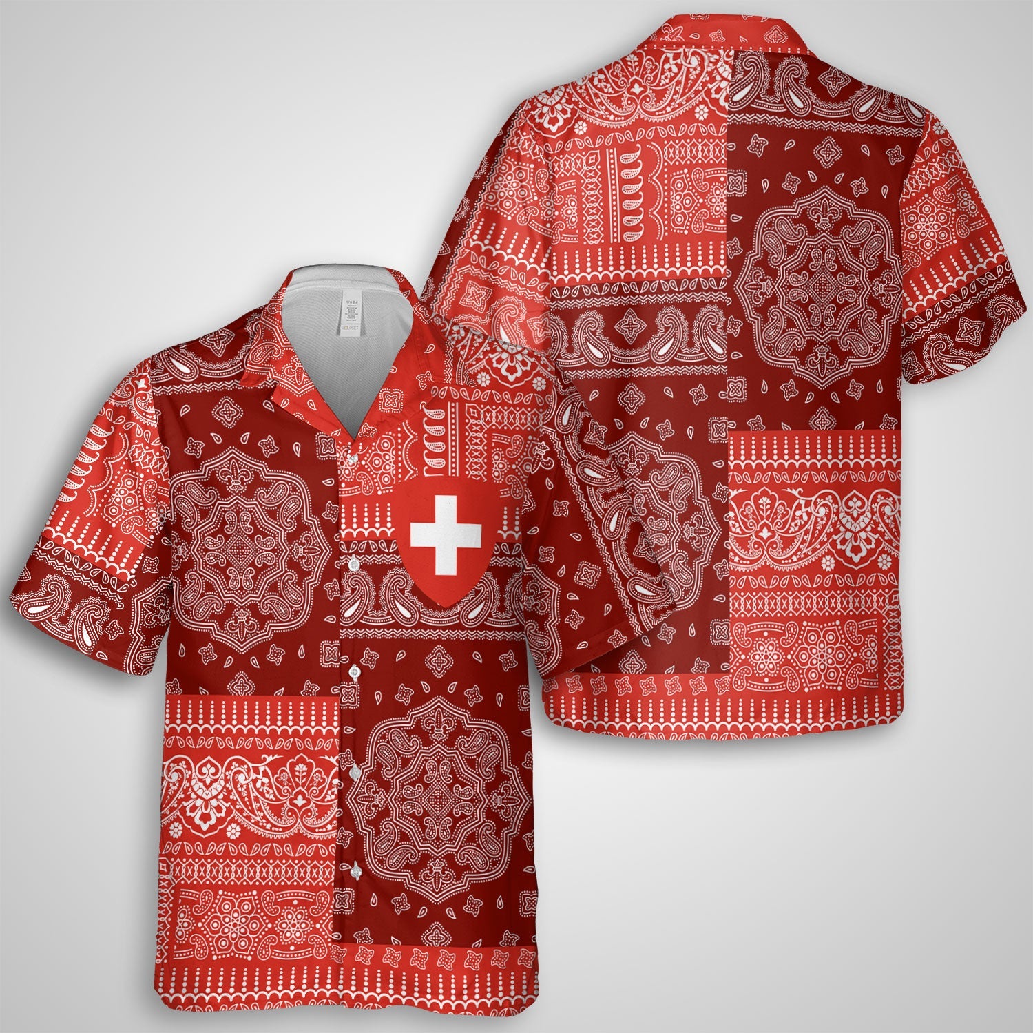 Switzerland Hawaiian Shirt Flag And Paisley Basic Style 1