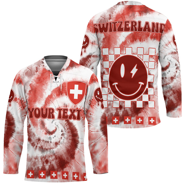 Switzerland Hockey Jersey Custom Tie Dye Style 1