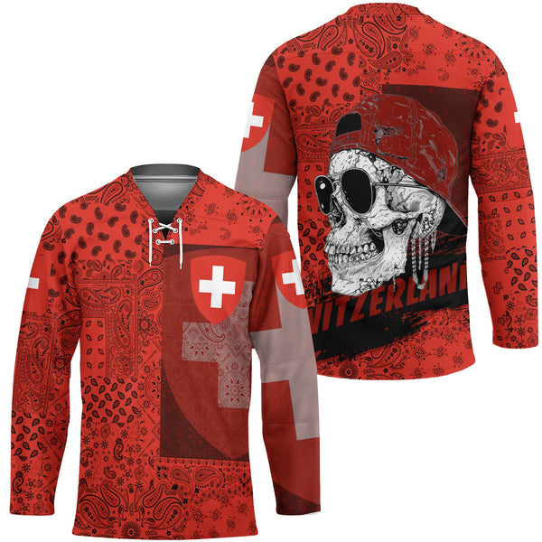 Switzerland Hockey Jersey Paisley Flag And Skull Style 1