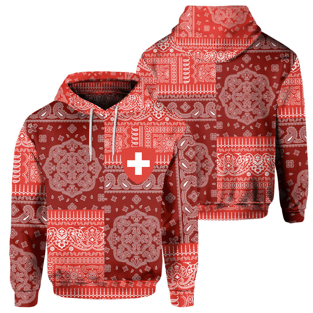 Switzerland Hoodie Flag And Paisley Basic Style 1