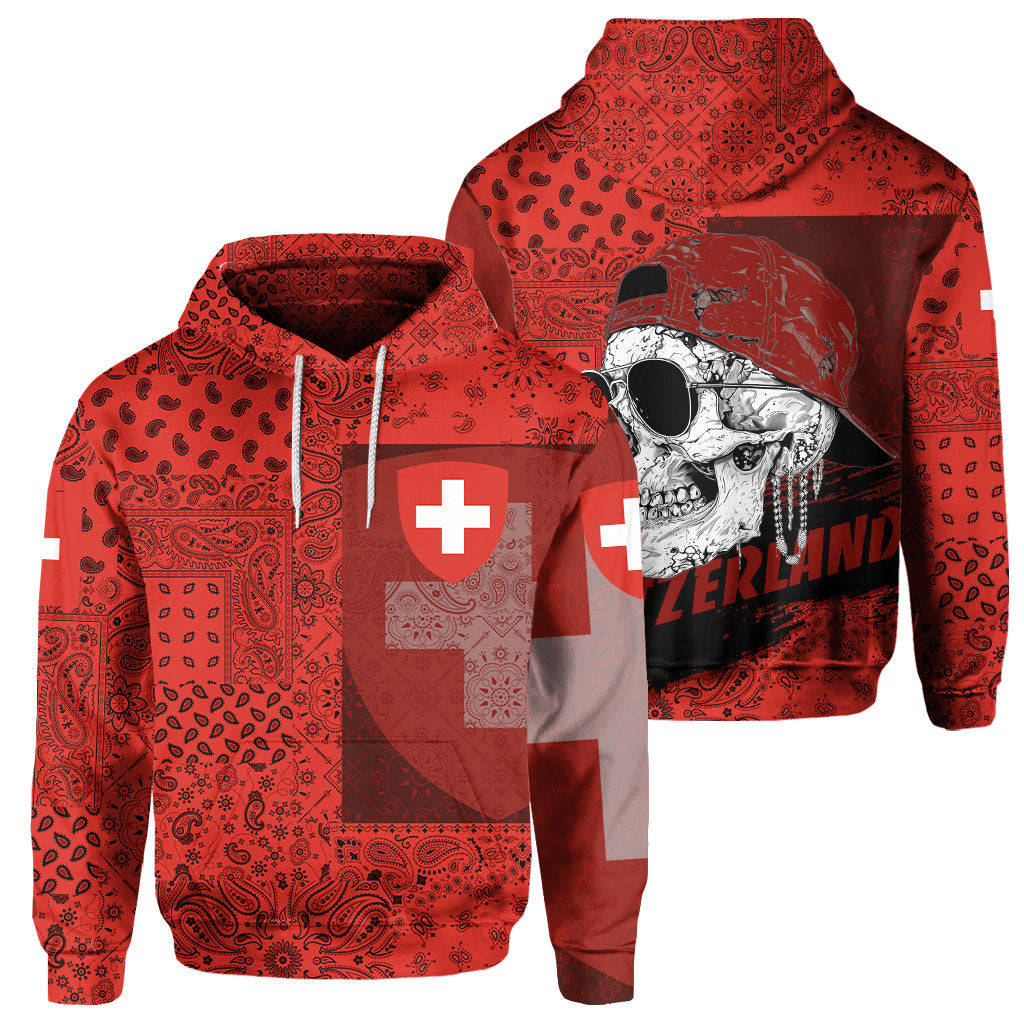 Switzerland Hoodie Paisley Flag And Skull Style 1