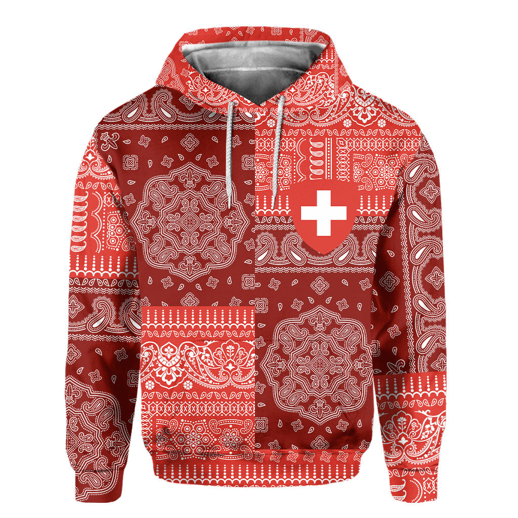 Switzerland Hoodie Flag And Paisley Basic Style 2