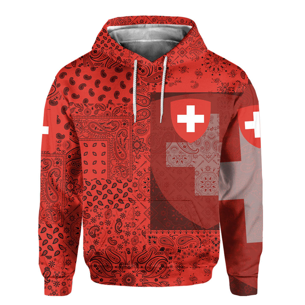 Switzerland Hoodie Paisley Flag And Skull Style 2