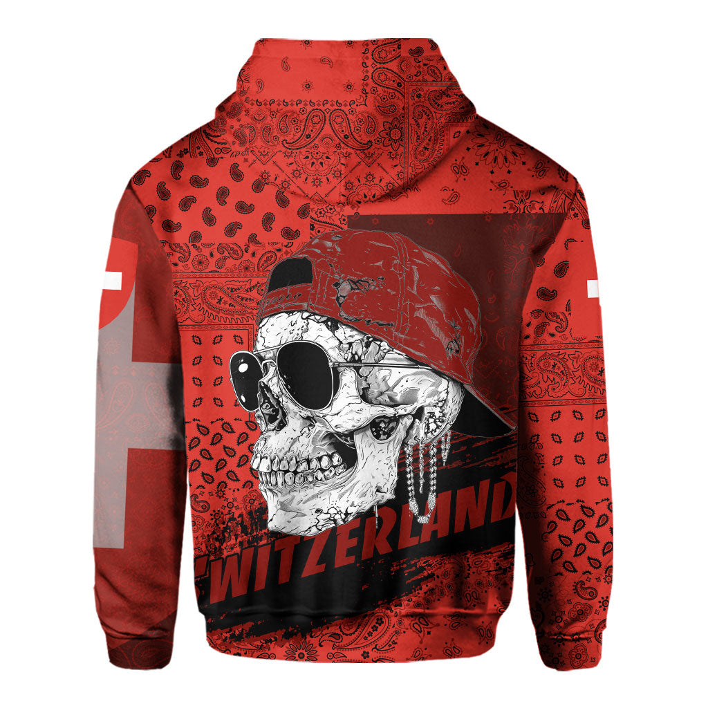 Switzerland Hoodie Paisley Flag And Skull Style 3