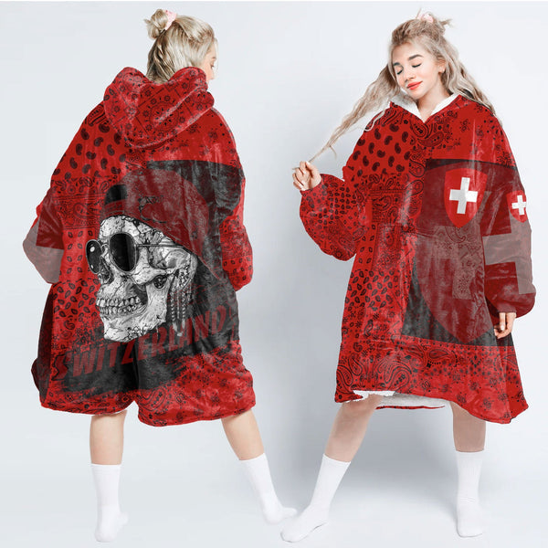 Switzerland Hoodie Blanket Paisley Flag And Skull Style 1