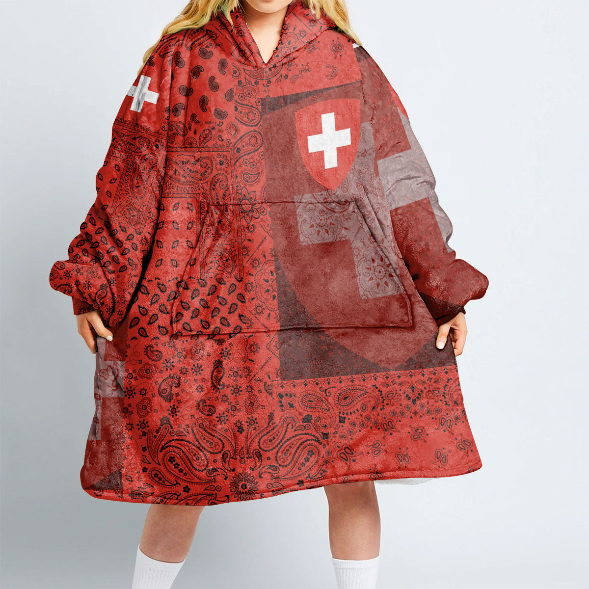 Switzerland Hoodie Blanket Paisley Flag And Skull Style 2