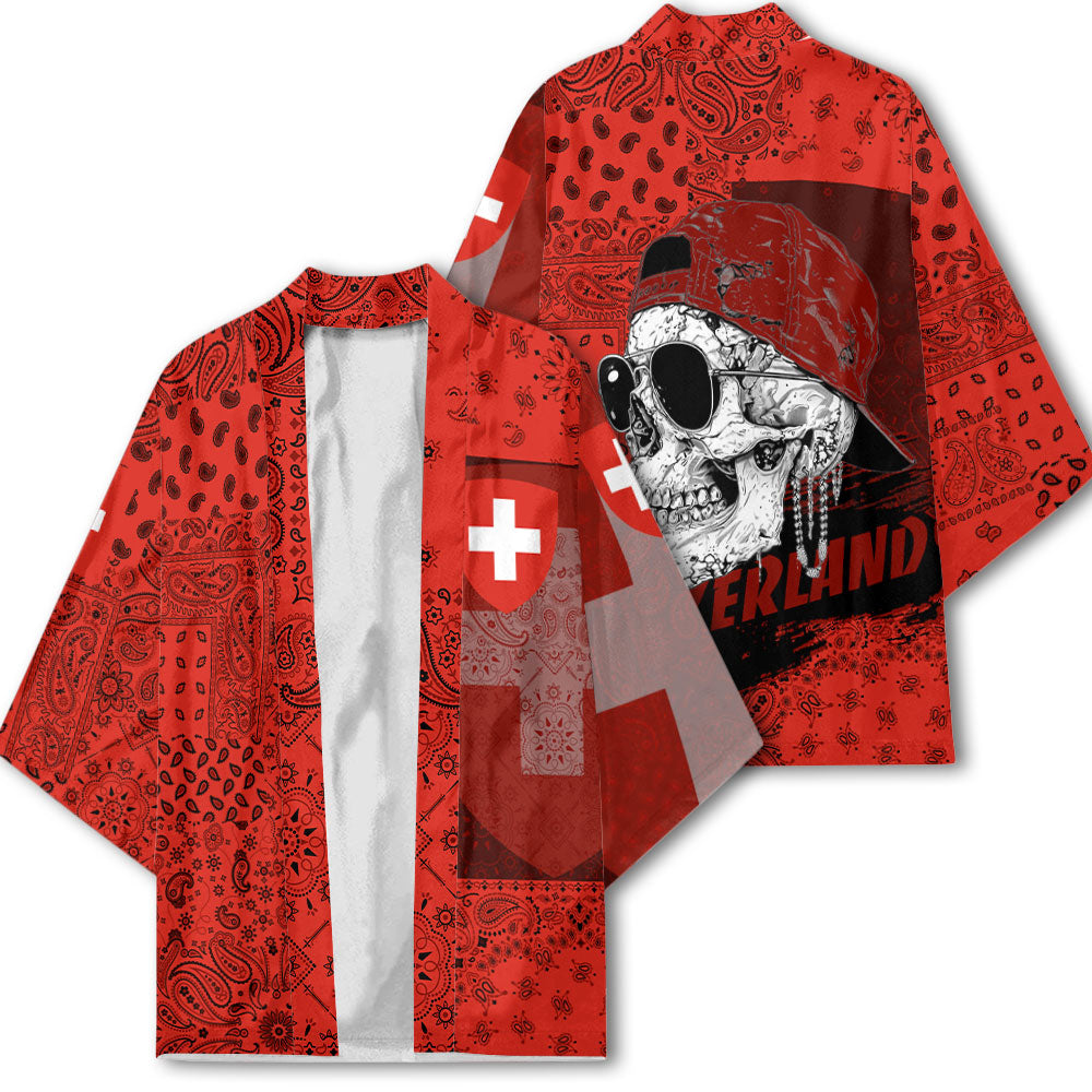 Switzerland Kimono Paisley Flag And Skull Style 2