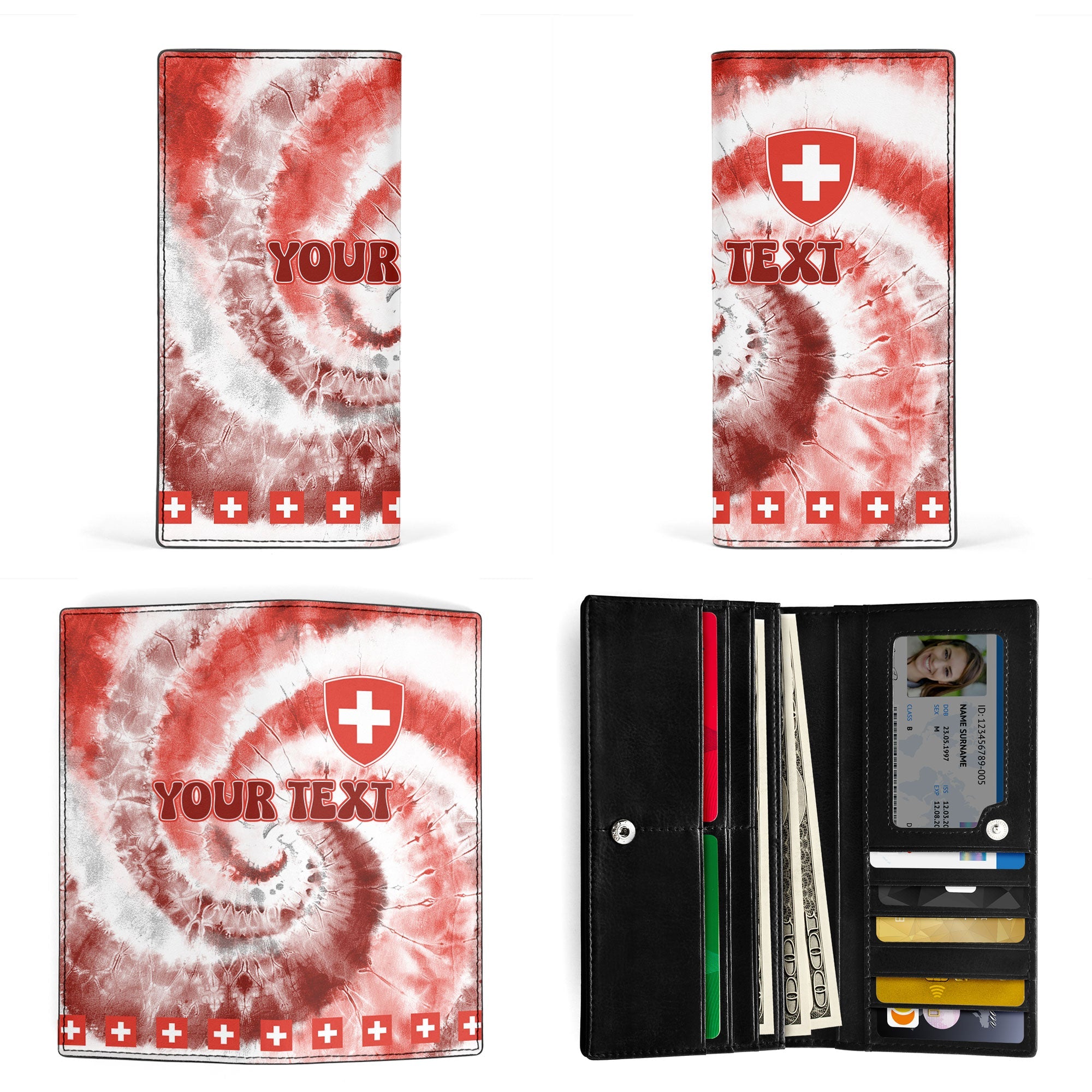 Switzerland Leather Wallet Custom Tie Dye Style 3