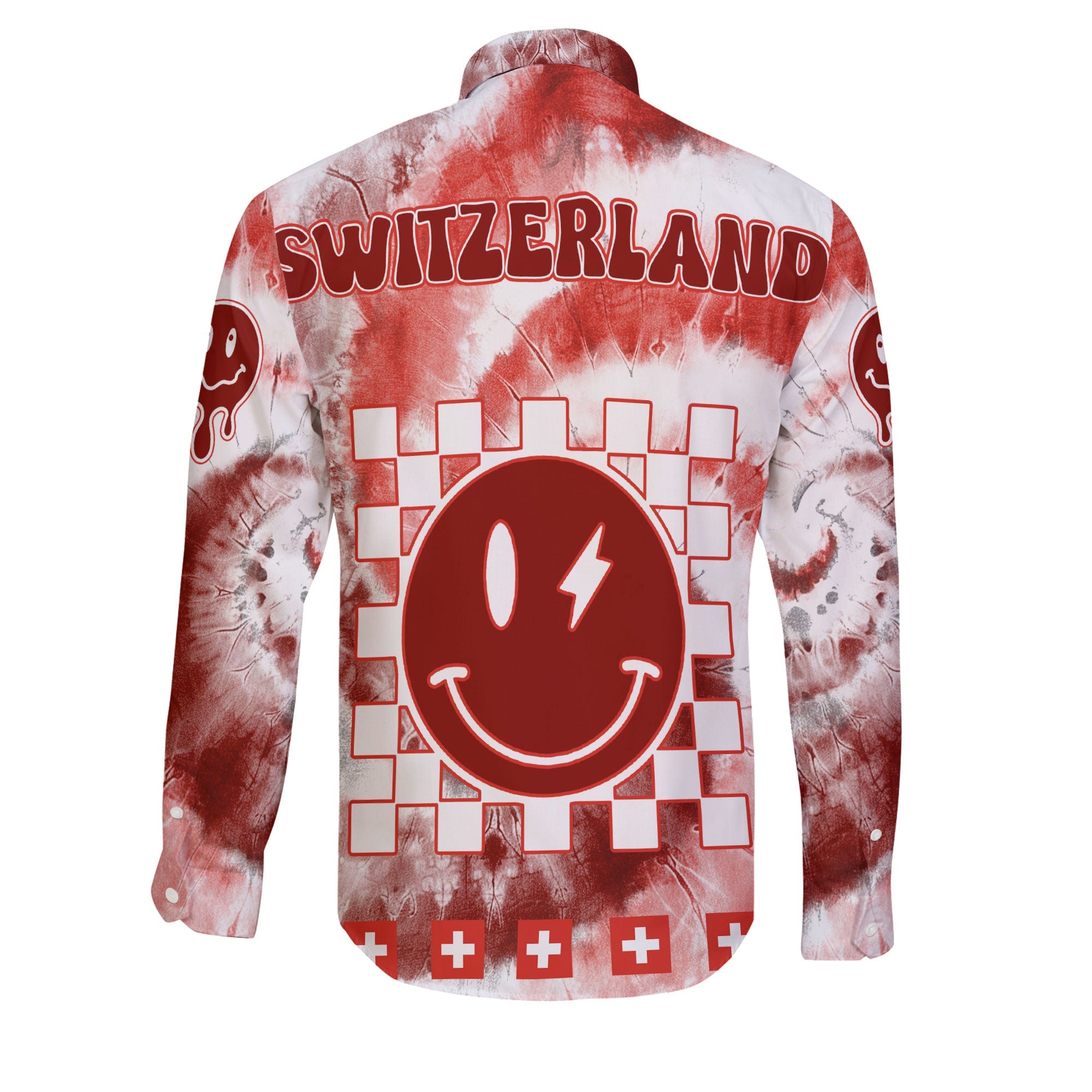 Switzerland Long Sleeve Button Shirt Custom Tie Dye Style 2