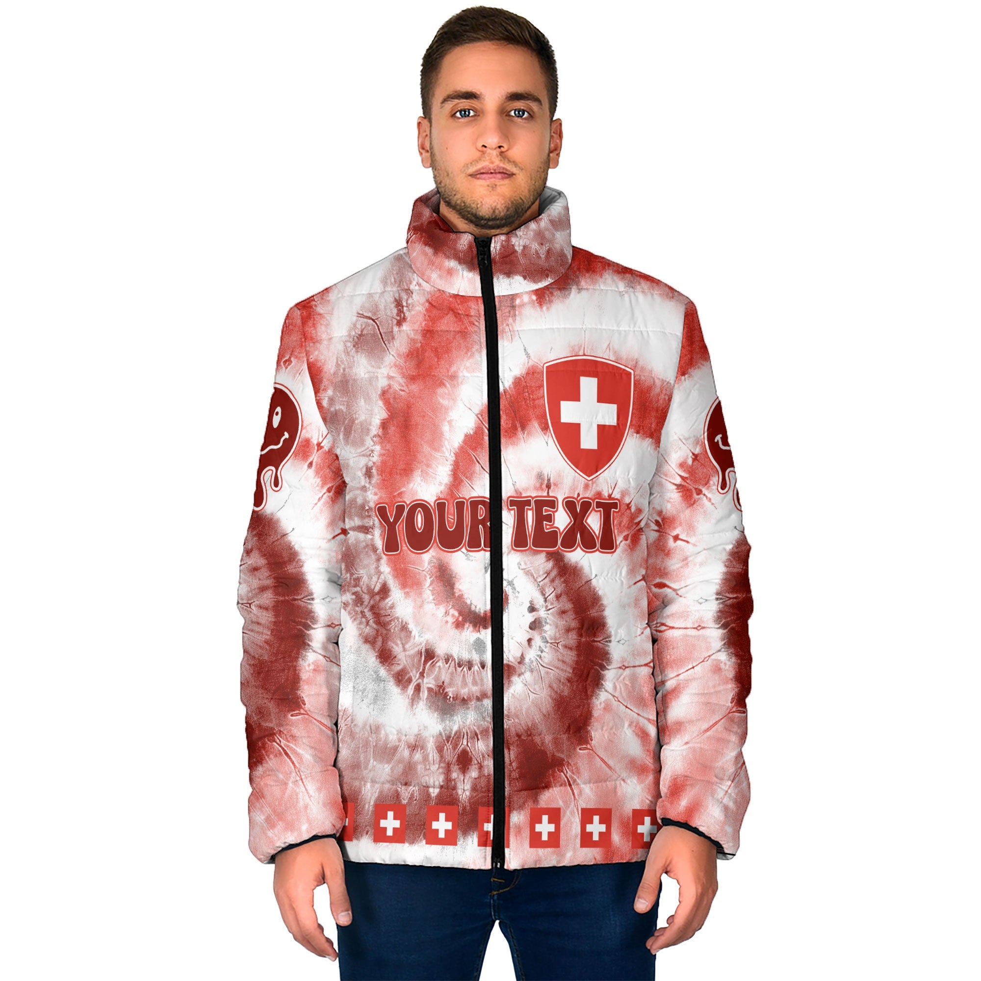 Switzerland Men Padded Jacket Custom Tie Dye Style 1