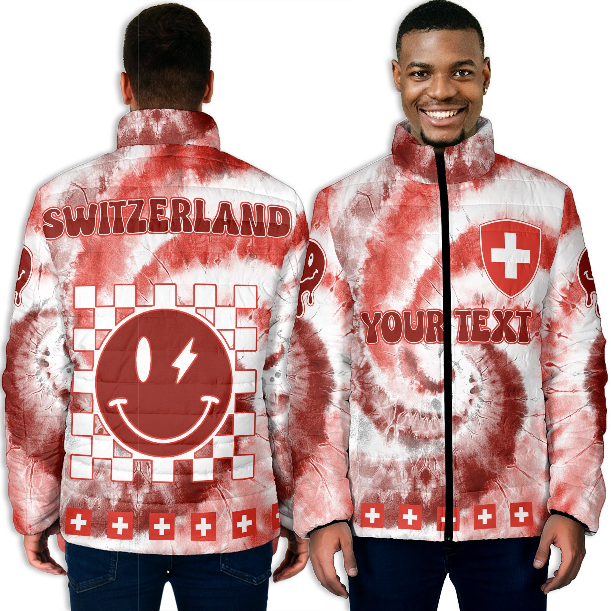 Switzerland Men Padded Jacket Custom Tie Dye Style 3