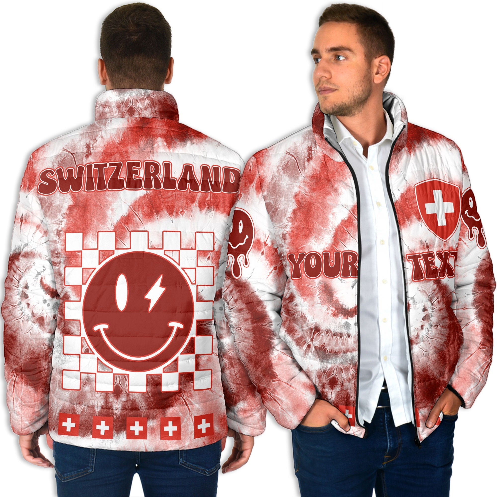 Switzerland Men Padded Jacket Custom Tie Dye Style 4