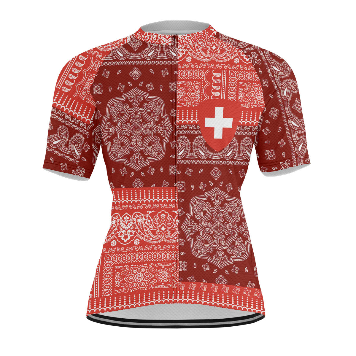 Switzerland Men Cycling Jersey Flag And Paisley Basic Style 1