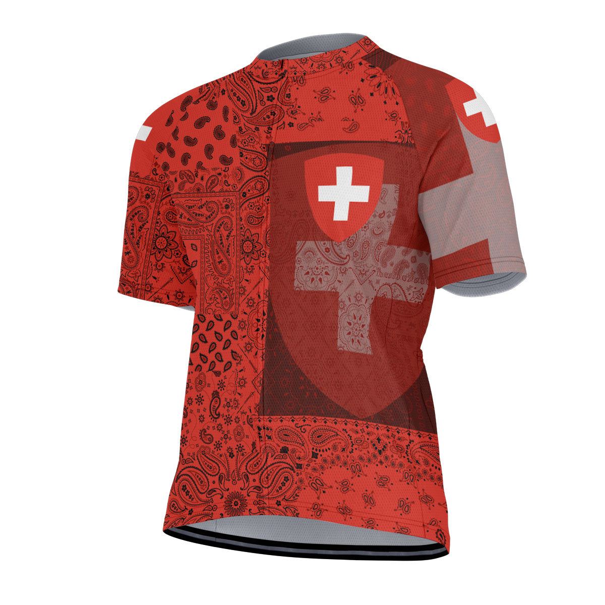 Switzerland Men Cycling Jersey Paisley Flag And Skull Style 2