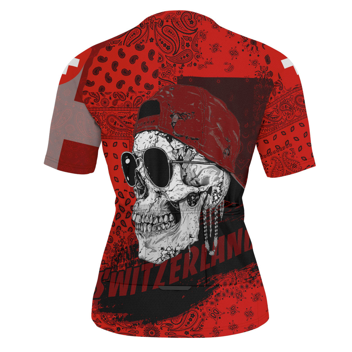 Switzerland Men Cycling Jersey Paisley Flag And Skull Style 3