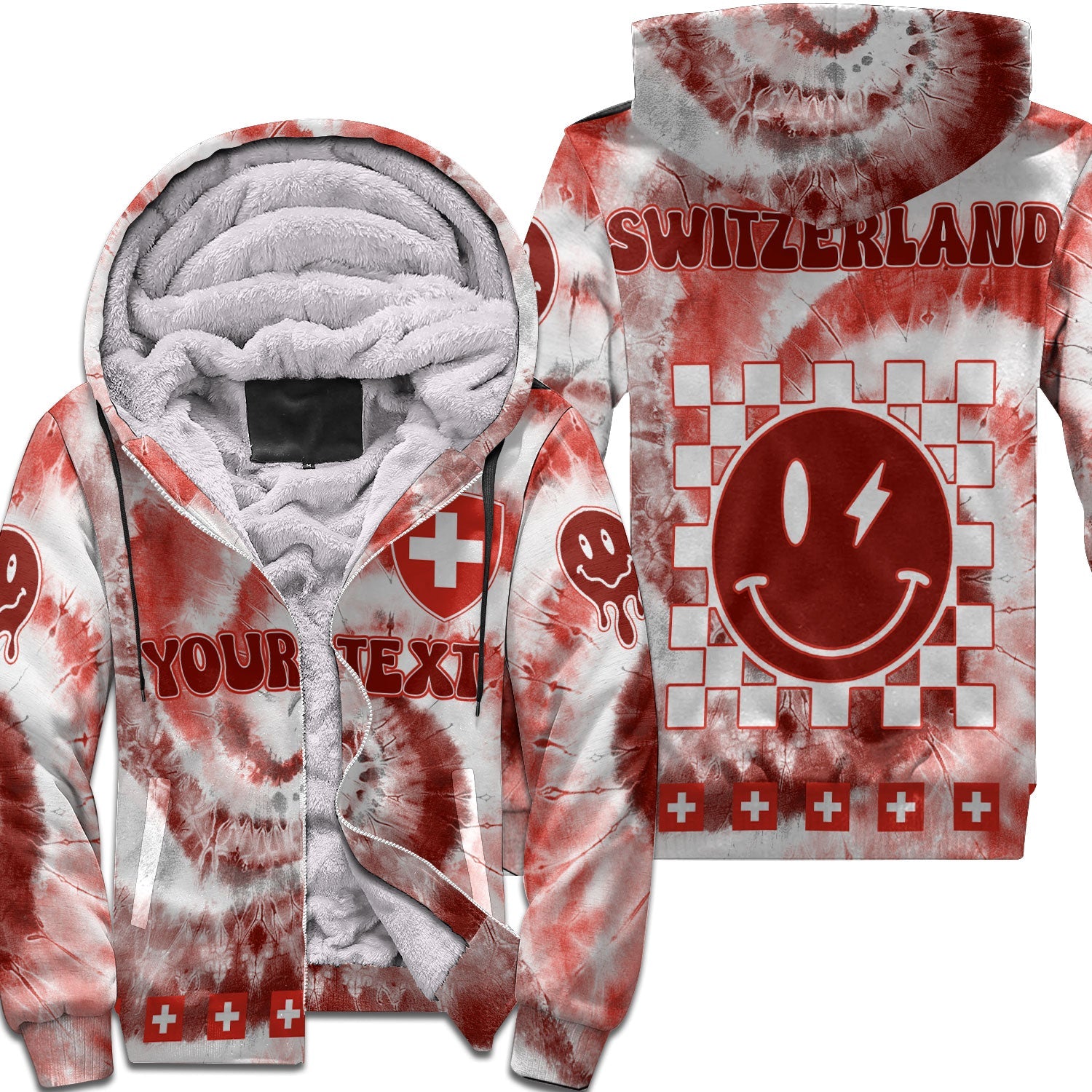 Switzerland Sherpa Hoodie Custom Tie Dye Style 1