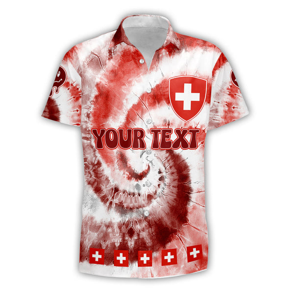 Switzerland Short Sleeve Shirt Custom Tie Dye Style 1