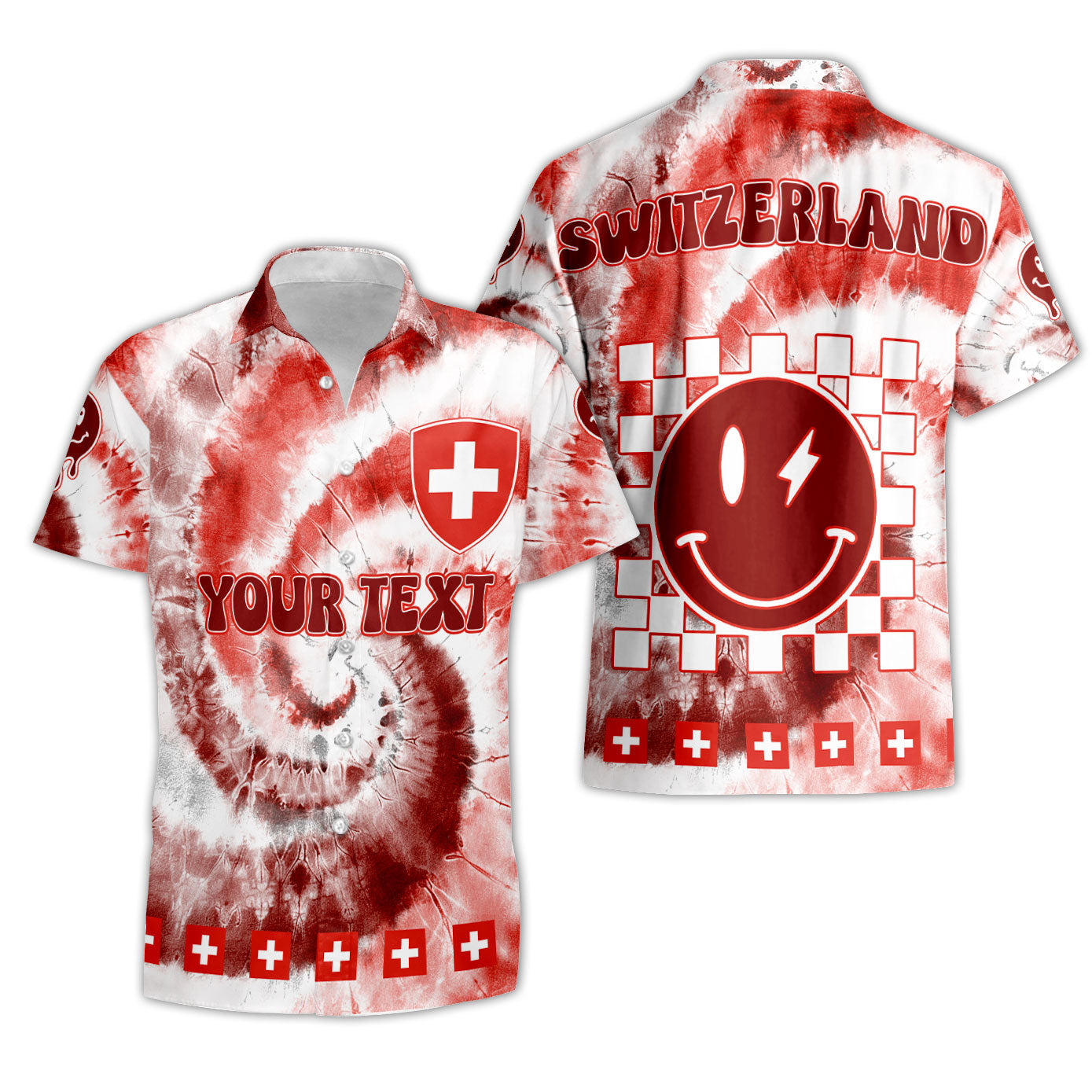 Switzerland Short Sleeve Shirt Custom Tie Dye Style 3