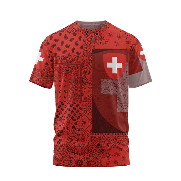 Switzerland T Shirt Paisley Flag And Skull Style 1