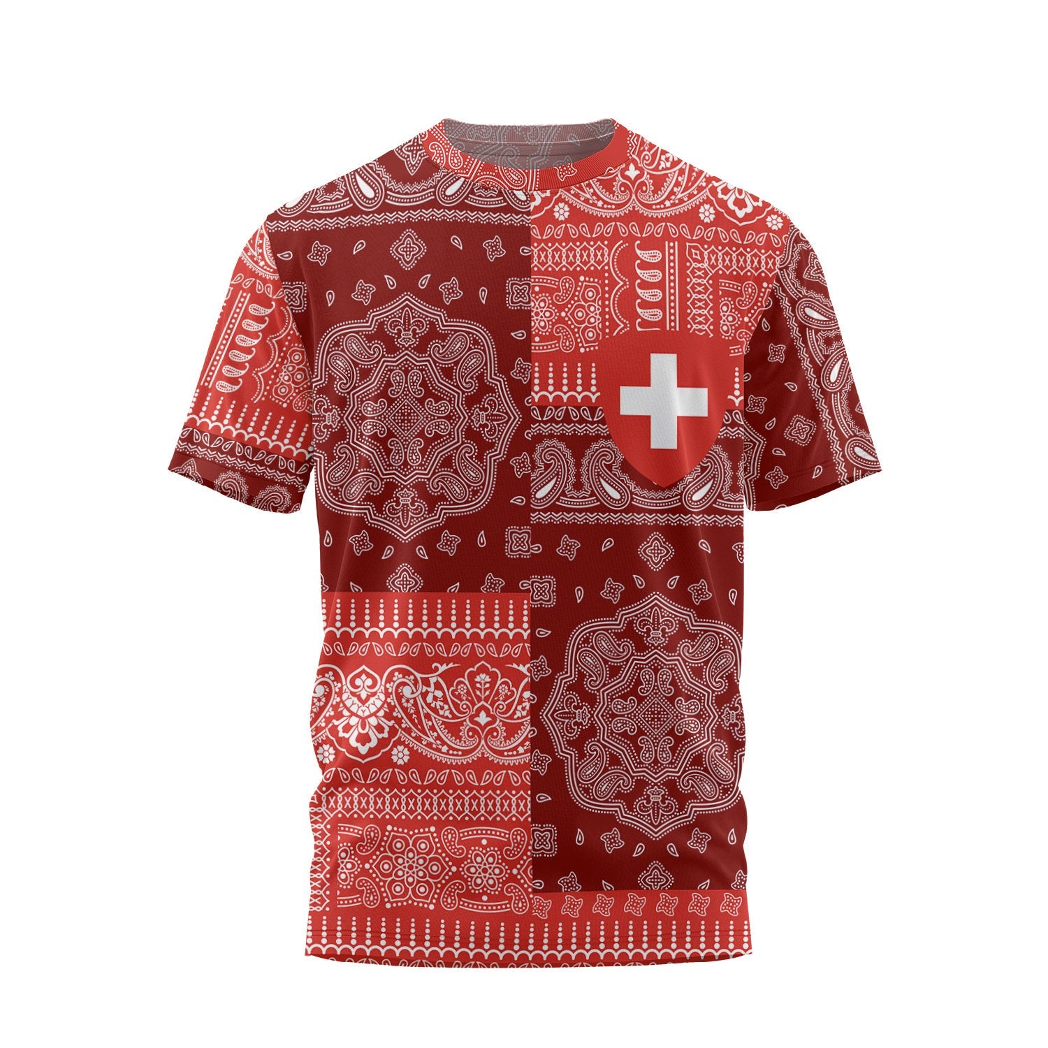 Switzerland T Shirt Flag And Paisley Basic Style 2