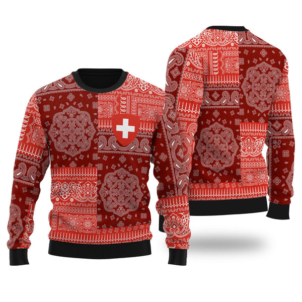 Switzerland Ugly Sweater Flag And Paisley Basic Style 1