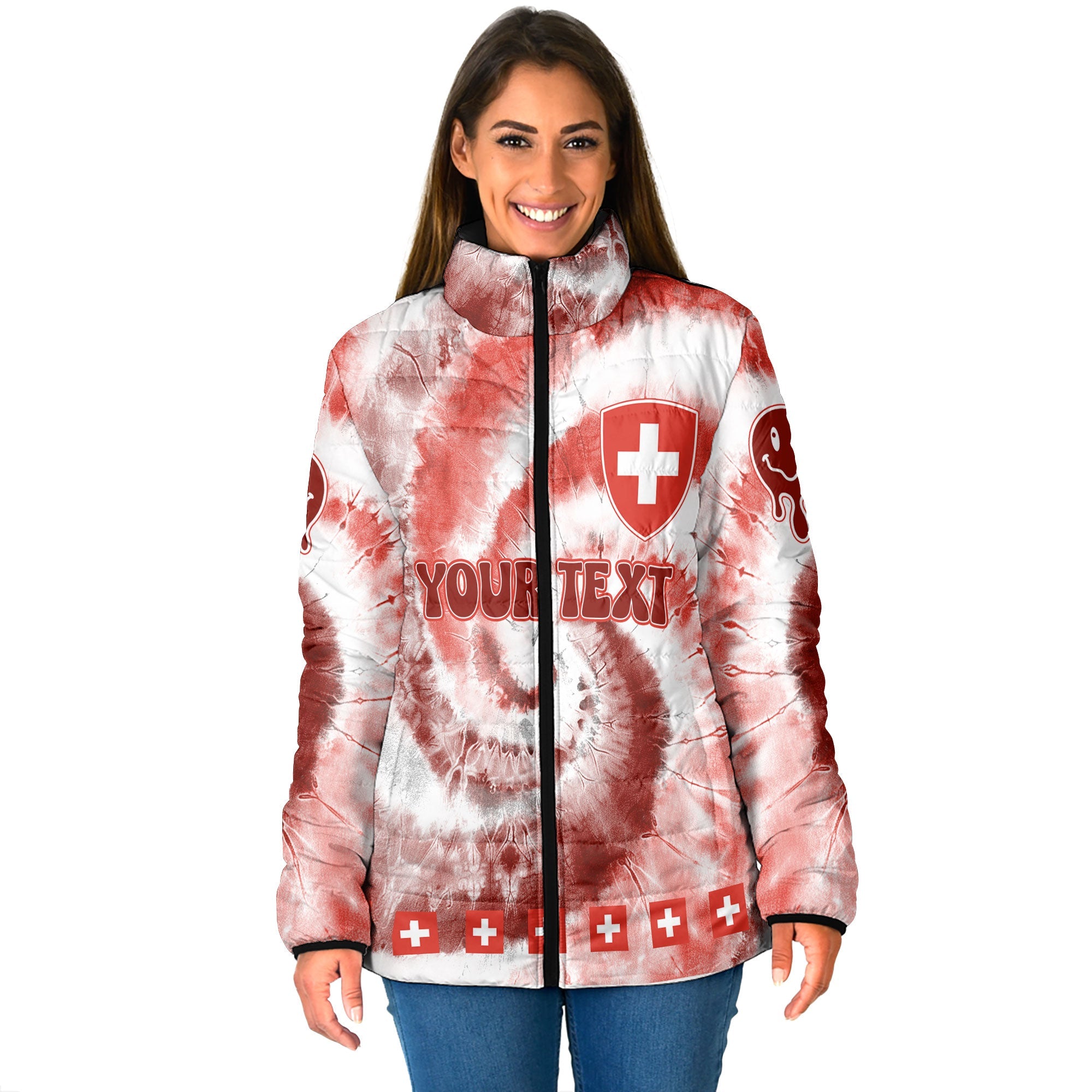 Switzerland Women Padded Jacket Custom Tie Dye Style 1