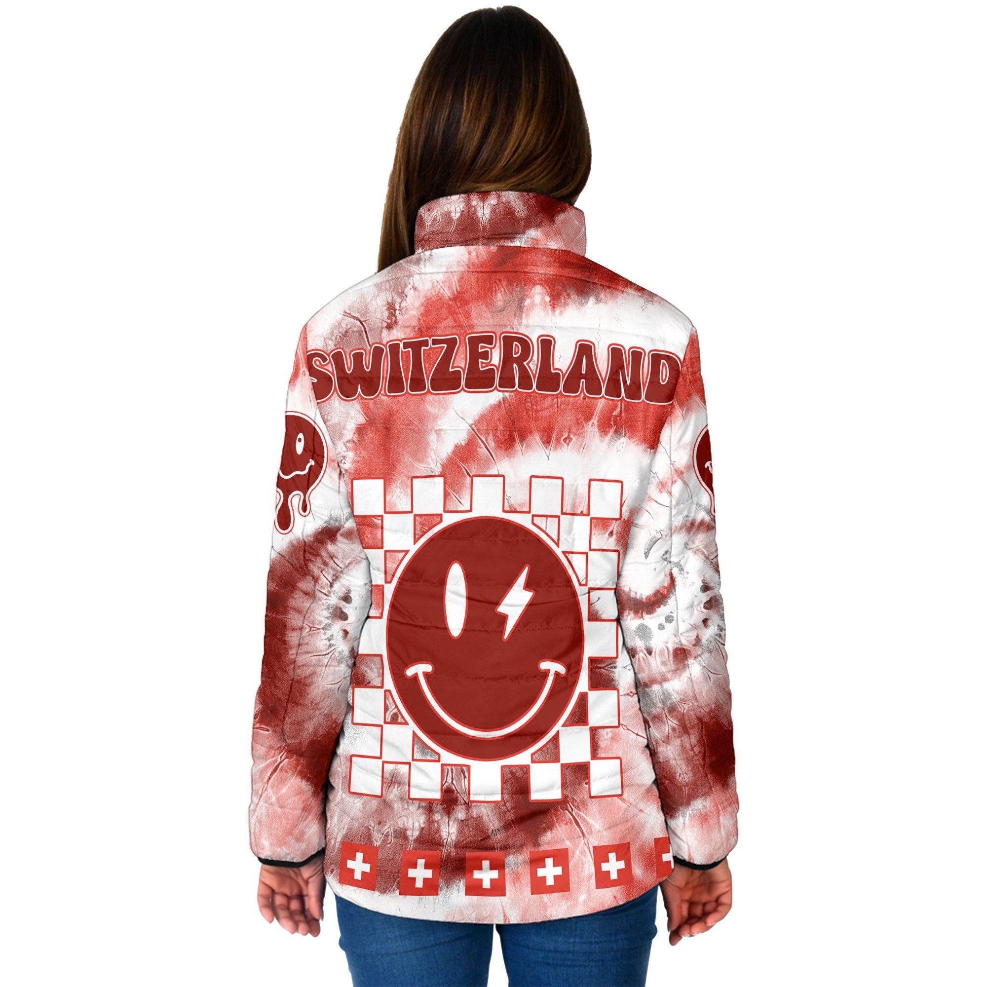 Switzerland Women Padded Jacket Custom Tie Dye Style 2