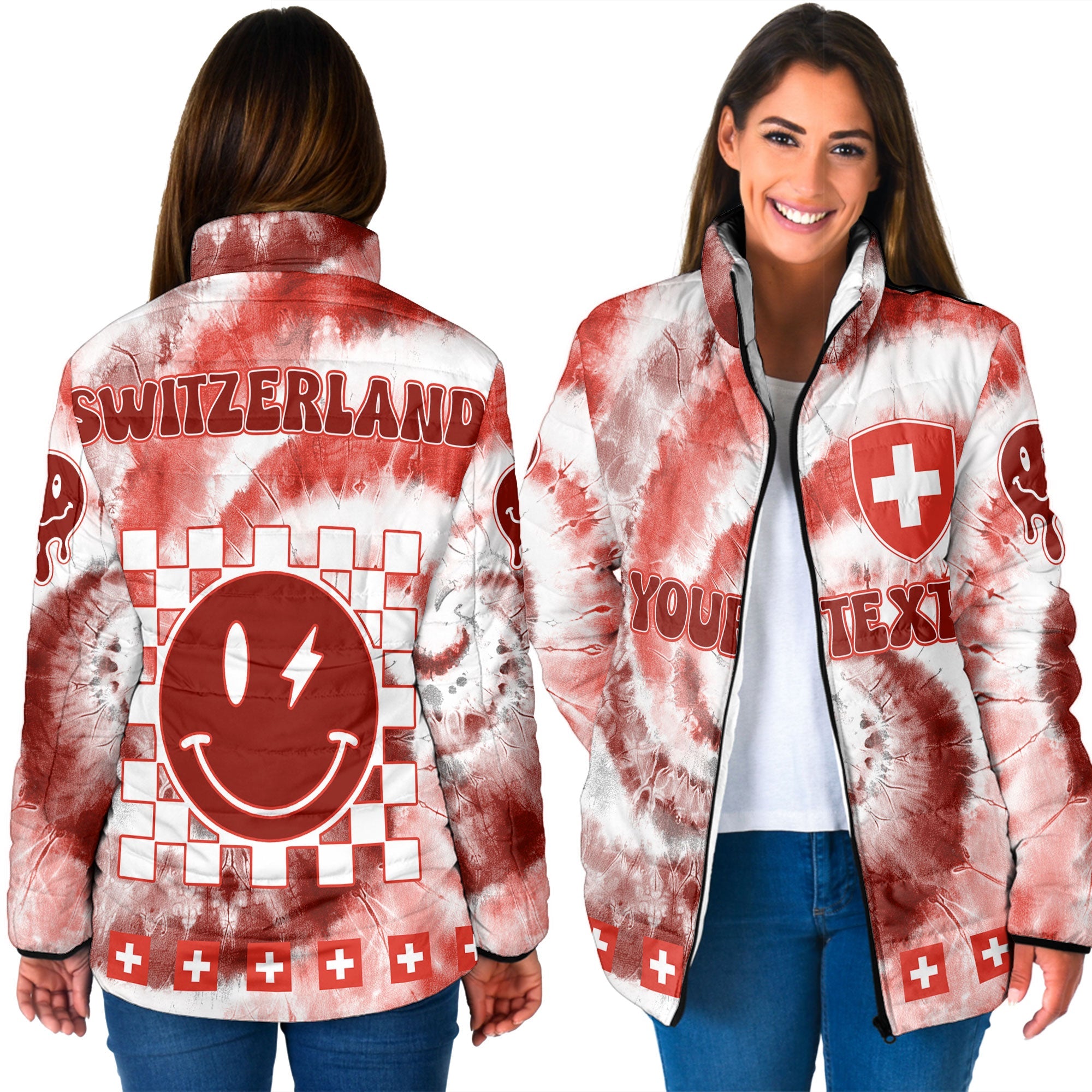 Switzerland Women Padded Jacket Custom Tie Dye Style 3