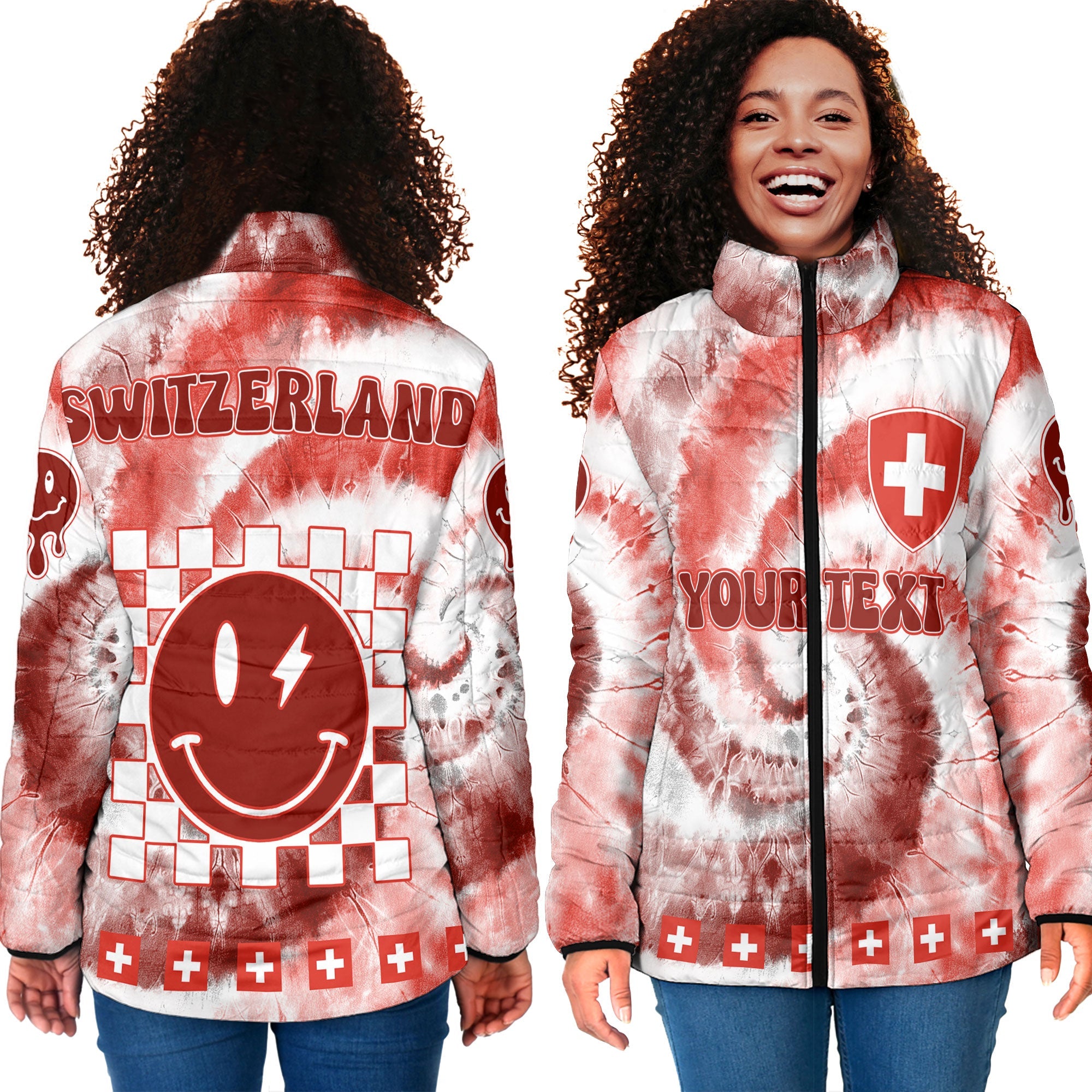 Switzerland Women Padded Jacket Custom Tie Dye Style 4